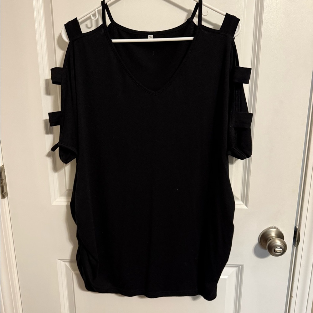 Black Cold Shoulder Women's Top